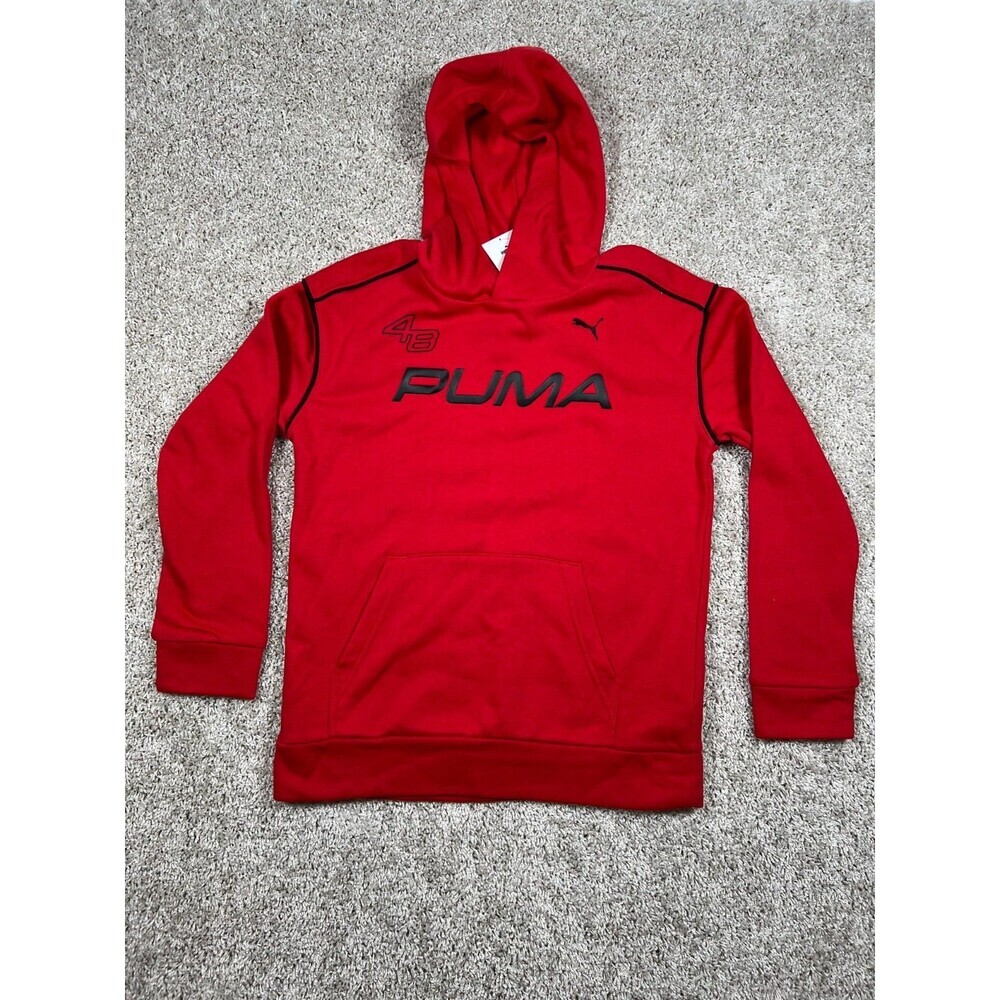 Puma 48 Racing Hoodie Red Black Pullover Sweatshirt Youth Large NWT